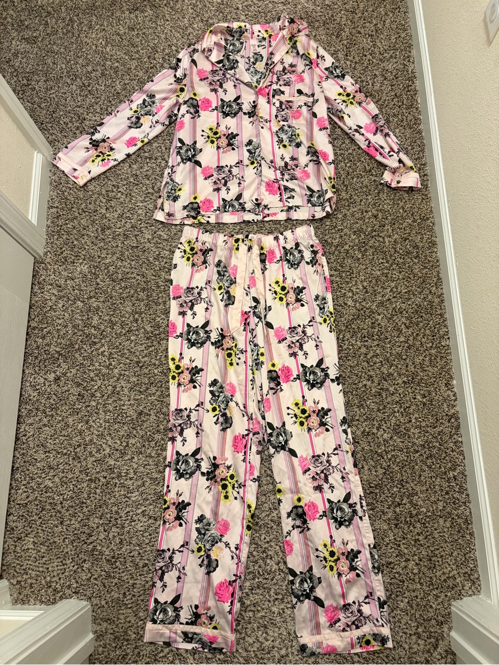 Victoria's Secret Pink Floral Stripe Pajama Set